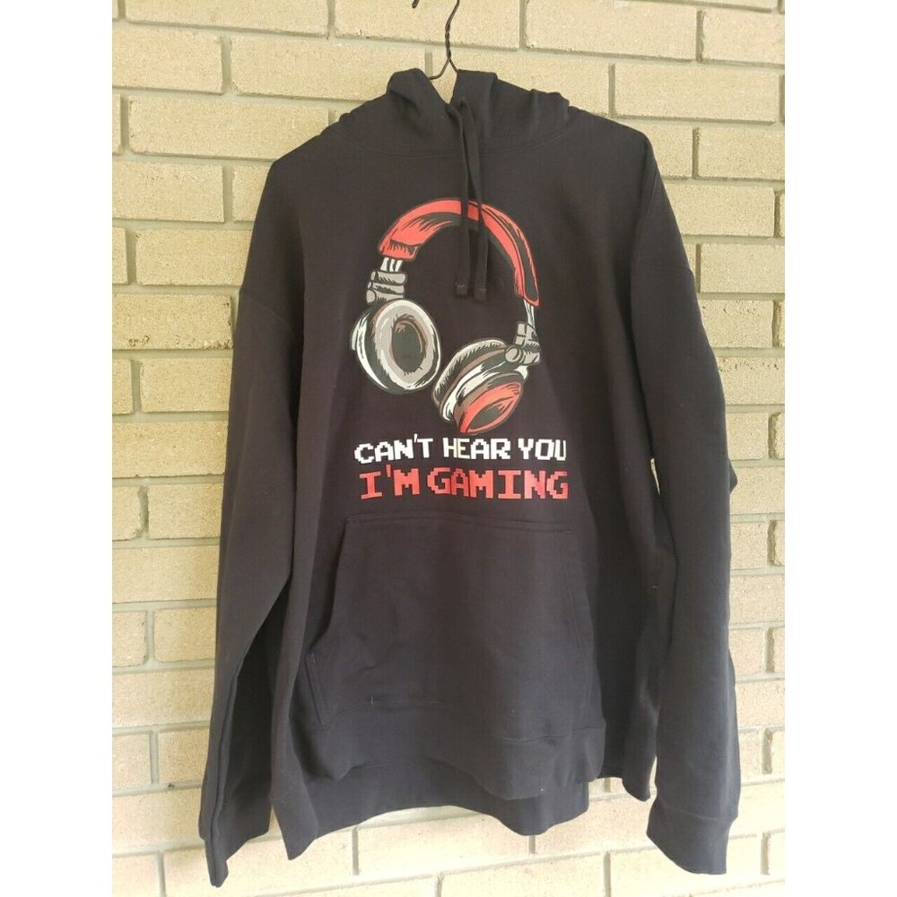 "I Can't Hear You, I'm Gaming!" Black Hoodie 2XL